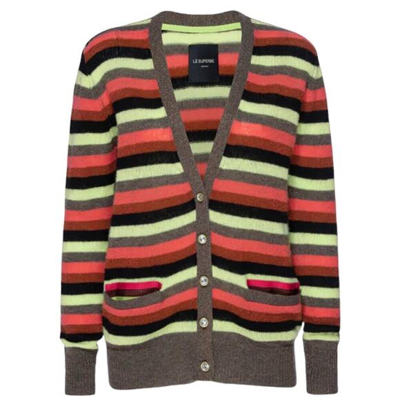 LE SUPERBE Boyfriend Sweater in Bright Stripe S - Picture 1 of 11